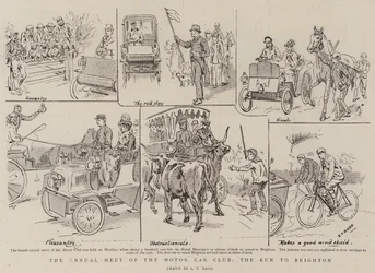 Das jährliche Treffen des Motor Car Club, die Fahrt nach Brighton